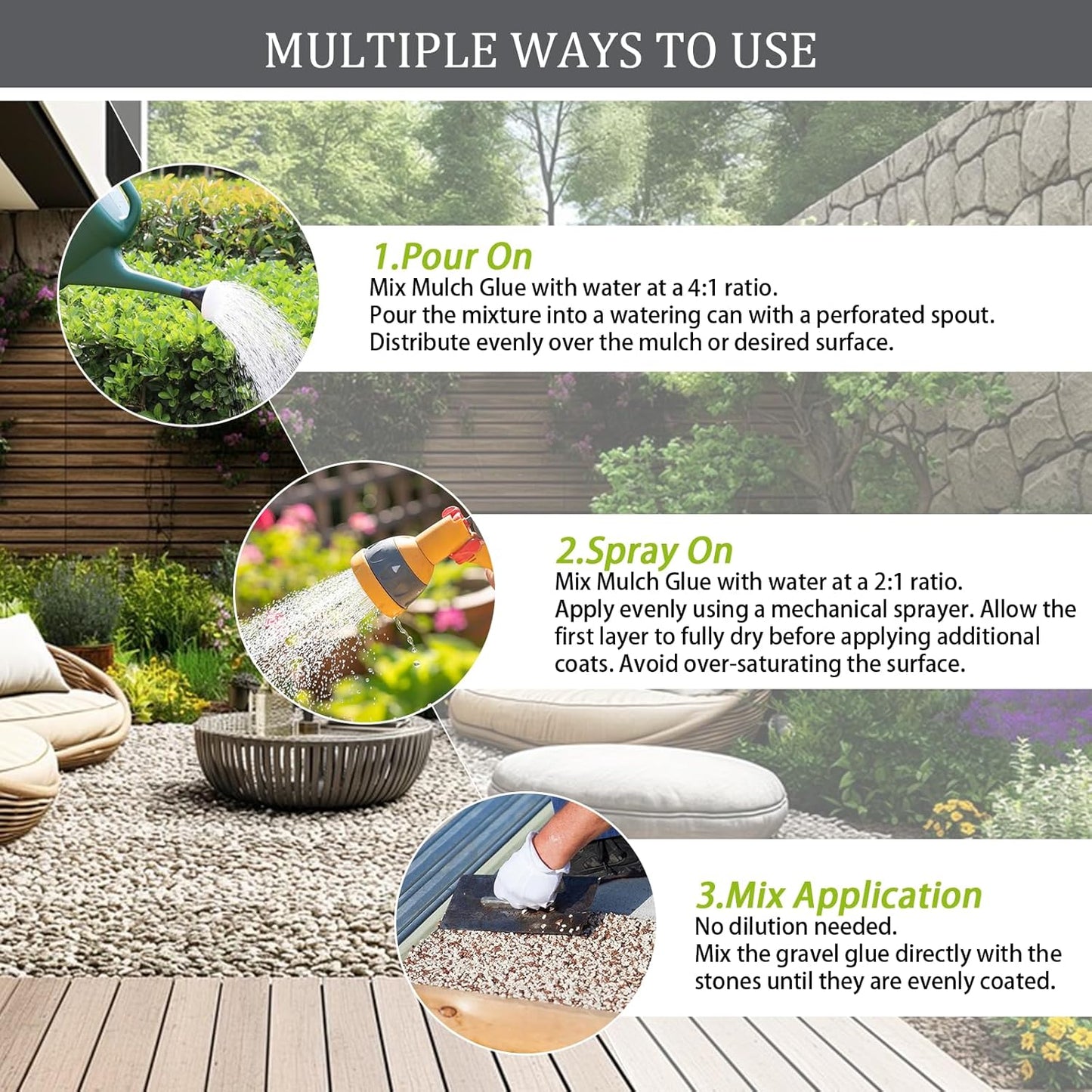 Rock Glue for Landscaping, Easy Hold Mulch Glue for Landscaping, Lockdown Sticky Rock Glues Landscape Stone Glues Strong Mulch Binder, Fast Drying Concentrate Gravel Binder - 64oz