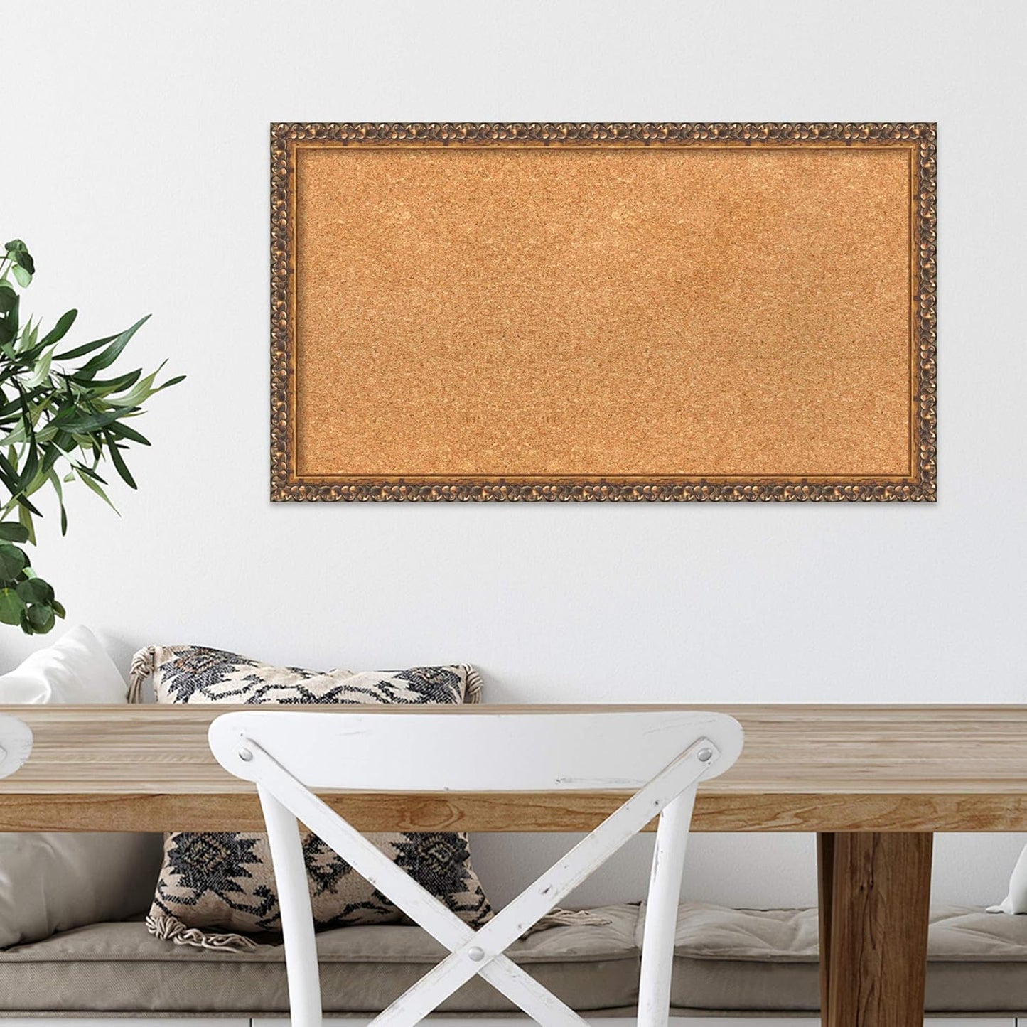 Amanti Art Natural Cork Board for Wall, 16x28 Vision Board with Bronze Frame, Medium Corkboard Office Decor for Home Organization, Traditional Corkboard Pinboard to Display Items for Home