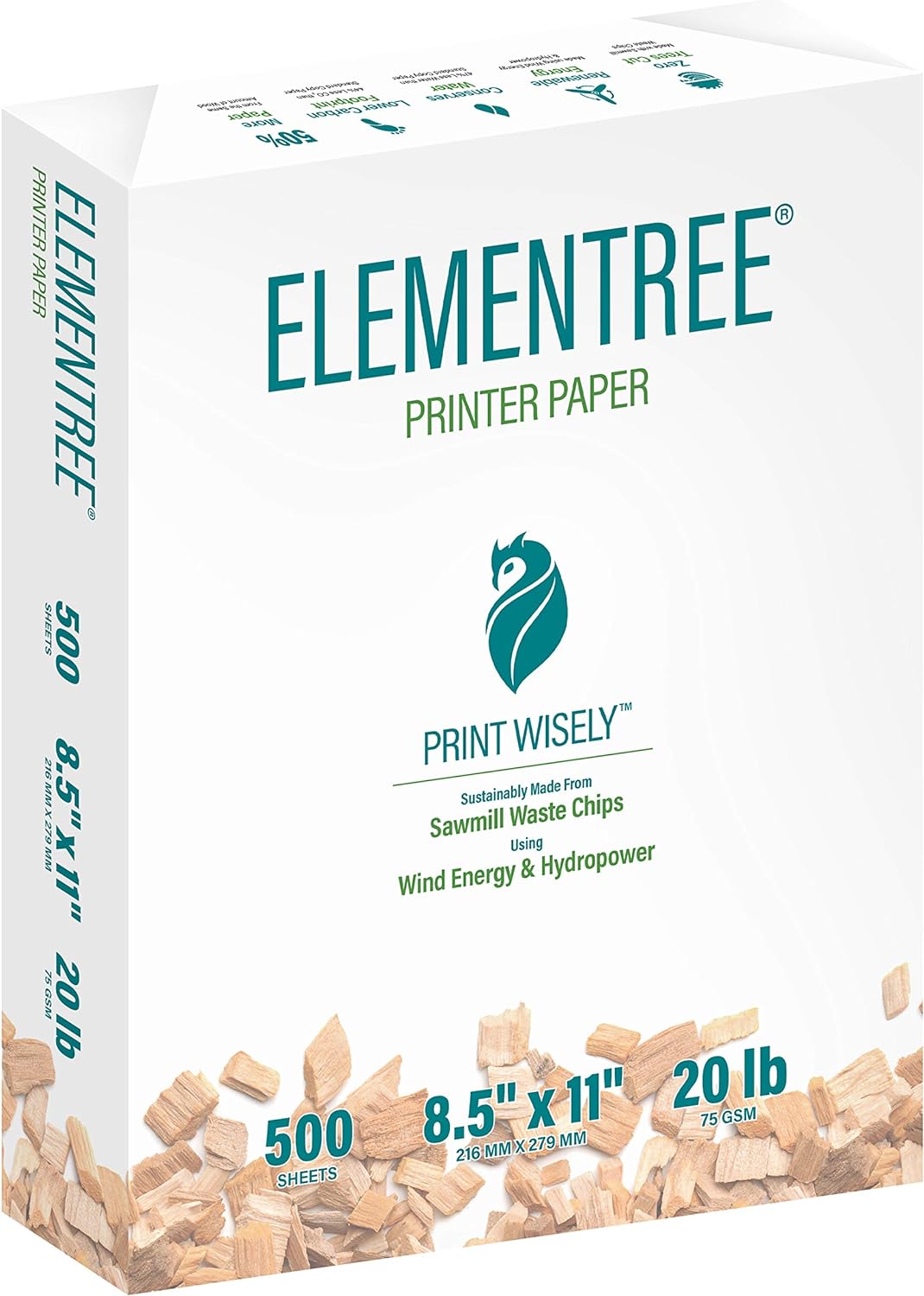 Elementree Sustainable Printer Paper 8.5" x 11" - Made from Sawmill Waste - 20 lb Copy & Multipurpose Computer Paper - 375 Reams, 75 Cartons, 187,500 Sheets - Made in the USA (00918PAL)
