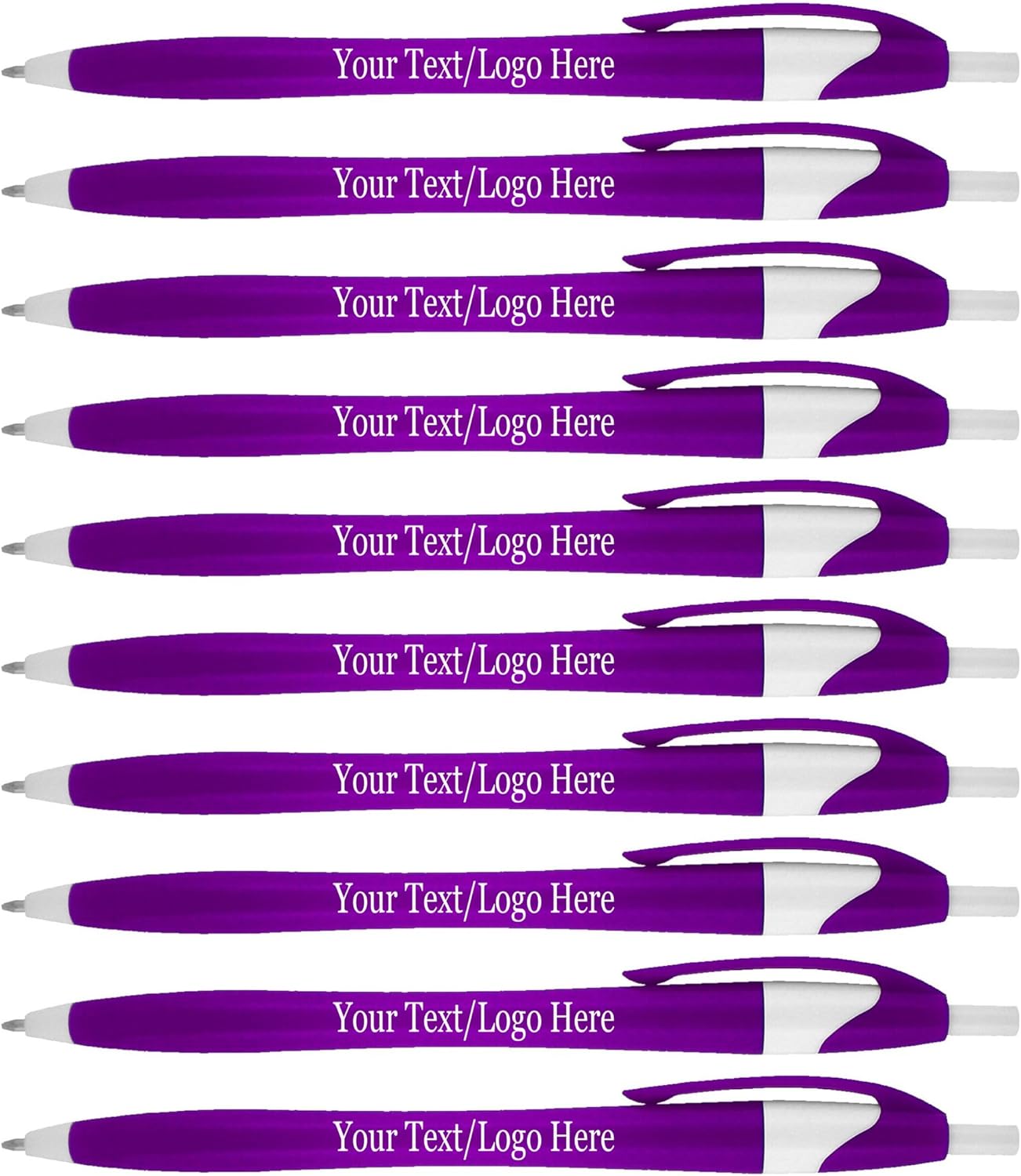 SyPen Personalized Pens With your Custom Logo or Text-500 Pack Bulk-for Businesses, Parties, and Events, Custom Printed Slim Ballpoint Click Pens, Purple Barrel Color, Black Ink