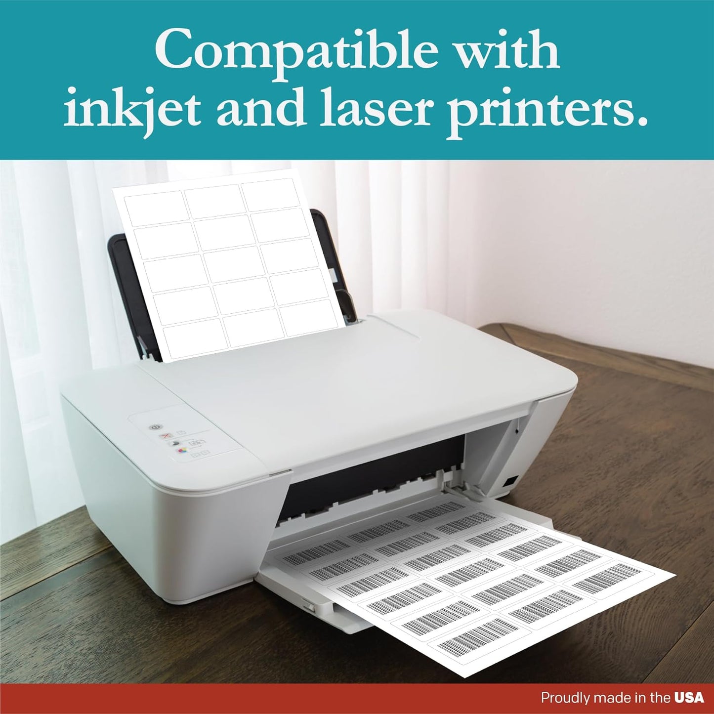 Premium Label Supply White Sticker Rectangle Labels – 2.5" x 1.563" – Laser/Inkjet Compatible – (18 per Sheet), 100 Sheets – 1,800 Total Adhesive Labels