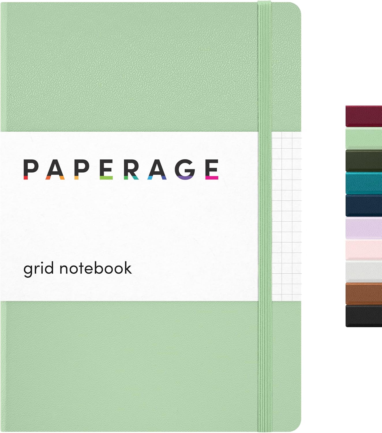 PAPERAGE Graph Paper Journal Notebook, (Sage Green), 160 Pages, Medium 5.6 in x 8 in - 100 GSM Thick Paper – Hardcover Grid Notebook for Work or School