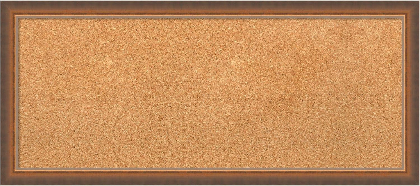Amanti Art Natural Cork Board for Wall, 14x32 Vision Board with Bronze Frame, Medium Corkboard Office Decor for Home Organization, Modern Corkboard Pinboard to Display Items for Home Organization in