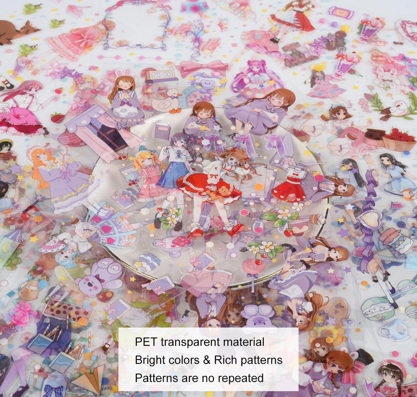 EAMOTOL Cute Journaling Stickers Gift Box Set - 100 Sheets PET Cartoon Kawaii Girl Decorative Clipping Sticker for Scrapbooking Bullet Journals Notebook Calendars Decal Arts Card Kids DIY Crafts