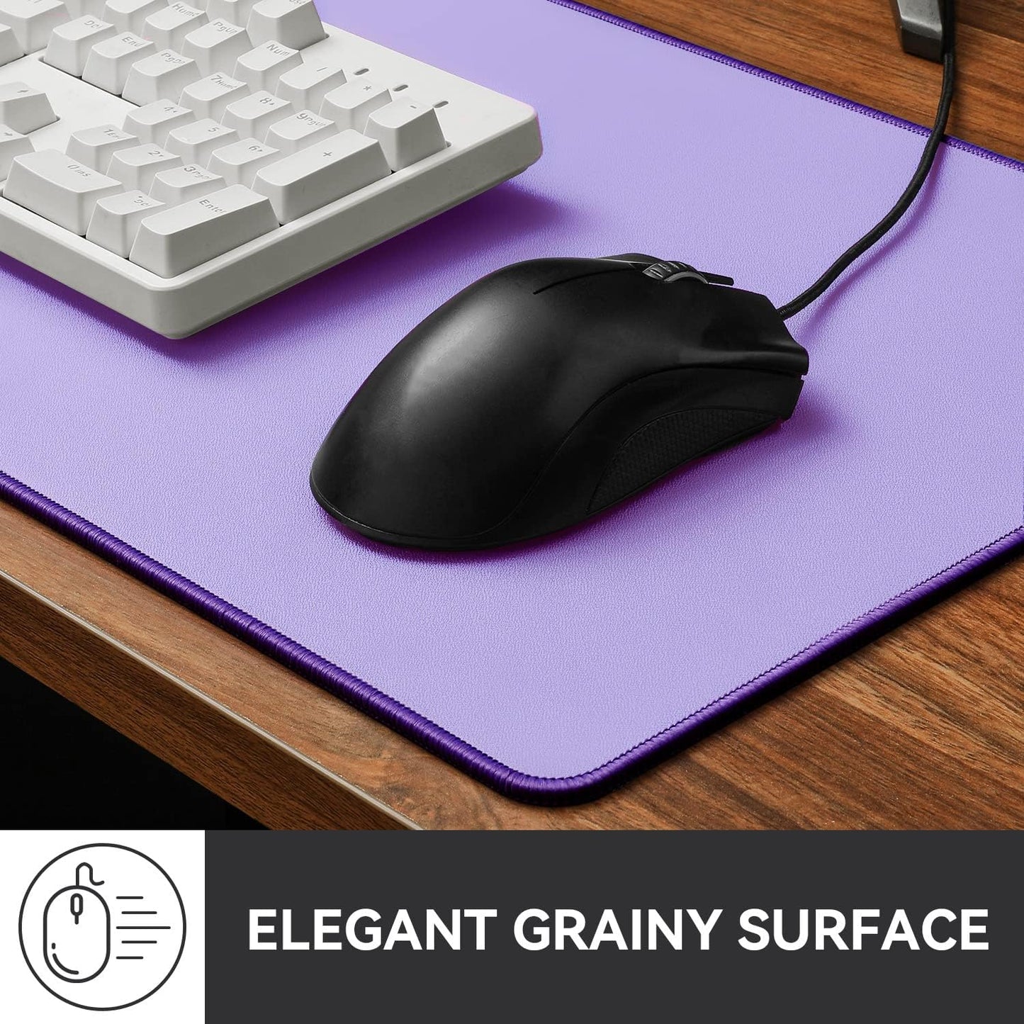 Waterproof Large Gaming Mouse Pad with Durable Stitched Edges, Non-Slip Rubber Base, Smooth Surface Mouse Mat Desk Pad for Home Office Gaming, 31.5"x11.8"x0.12", Lavender Purple
