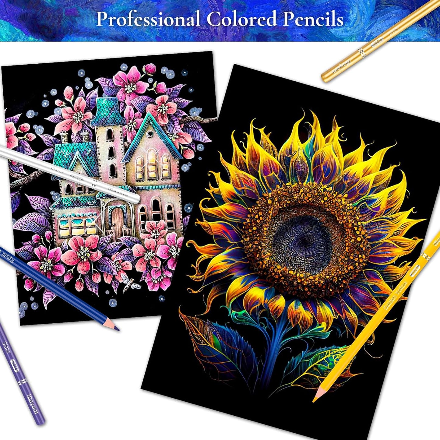 iBayam 72 Colors Colored Pencils for Adults Relaxation Coloring Books, Back to School Supplies for Kids Teens, Drawing Sketching Doodling Pencils, Stationery Art Kits for Preppy School Classroom Gift