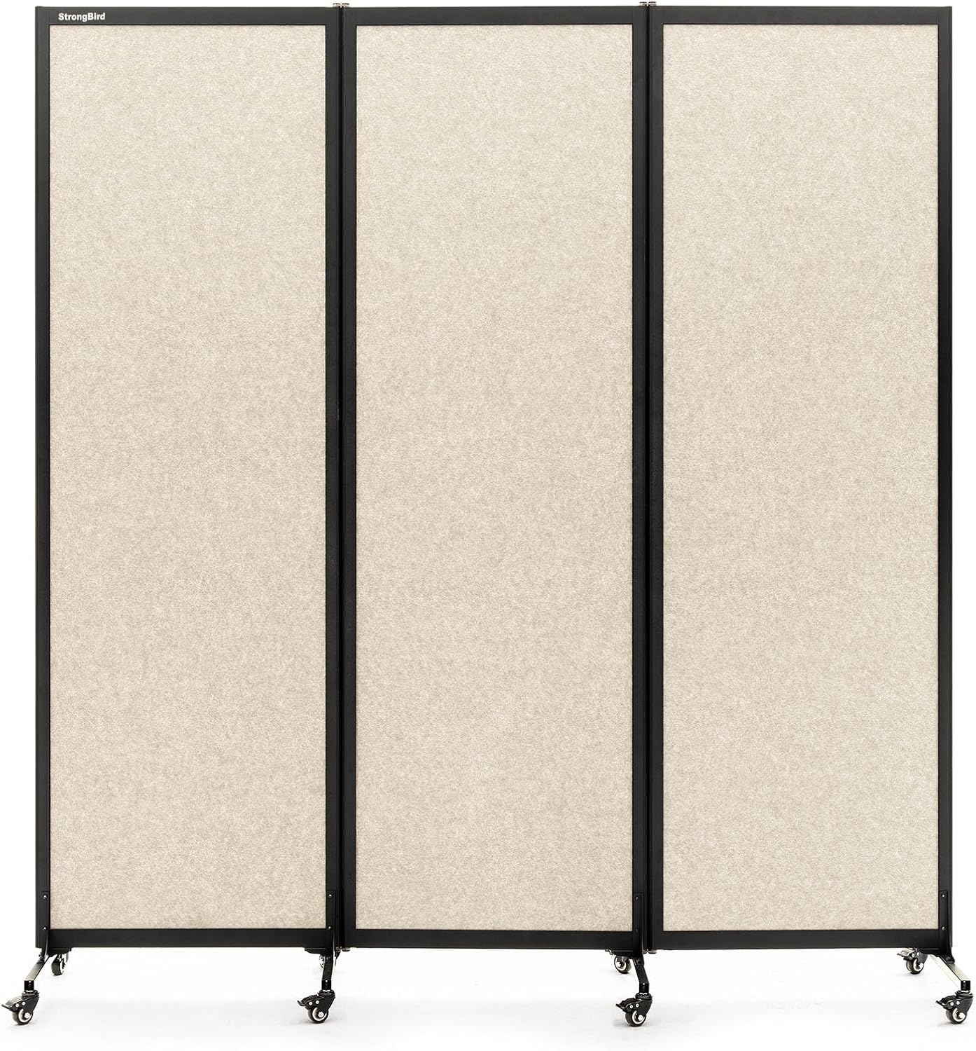 Upgrade Version Room Partition and Divider, Freestanding Rolling Dividers with Wheels,Office Privacy Screen Divider Wall,Classroom Felt Dividers,6'L* 6'7"H,3 Panel,Beige