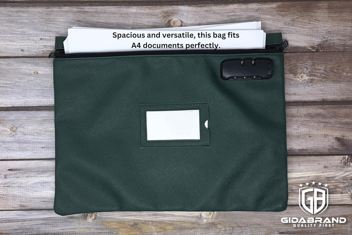 Notary Bag with Lock | 14x11 inch | Green | Zipper Notary Supplies Bag | Locking Notary Bag for Notary Kit, Stamp, Embosser, Ink Pad, and Valuables | Locking Document Bag | Journal Carrying Case