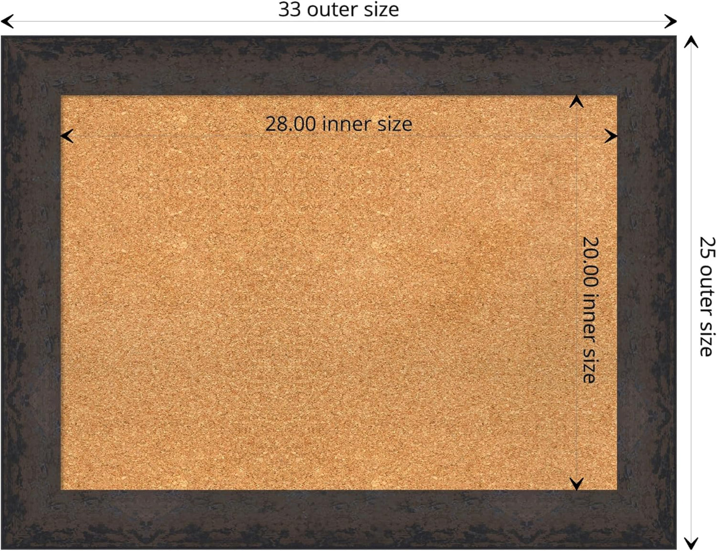 Amanti Art Natural Cork Board for Wall, 25x33 Vision Board with Black Wood Frame, Medium Corkboard Office Decor for Home Organization, Modern Contemporary Corkboard Pinboard to display items for home