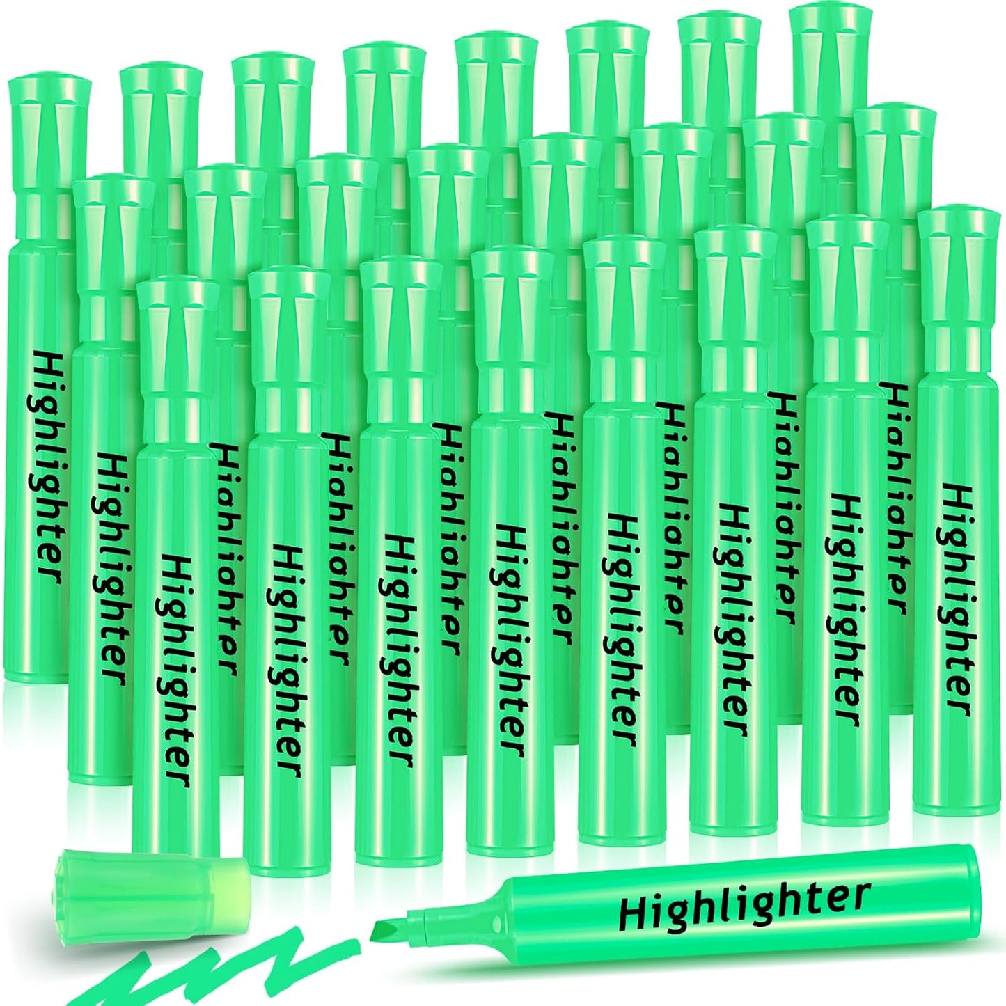 Qilery 24 Pack Tank Style Highlighters Chisel Tip Highlighters Bulk Colored Markers for Adult Coloring, Home Office Supplie(Green)