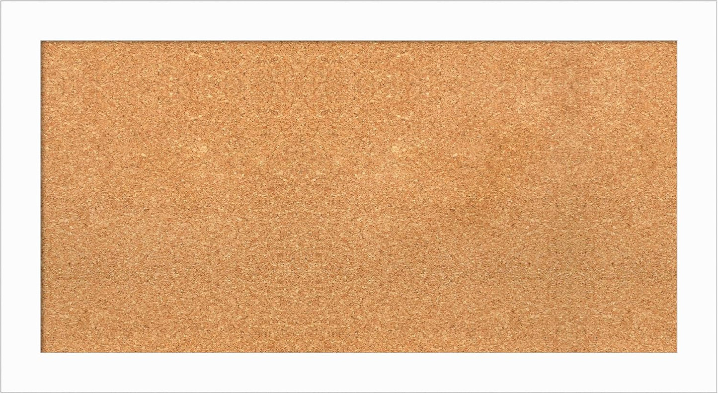 Amanti Art Natural Cork Board for Wall, 19x35 Vision Board with White Frame, Medium Corkboard Office Decor for Home Organization, Casual Corkboard Pinboard to Display Items for Home Organization in