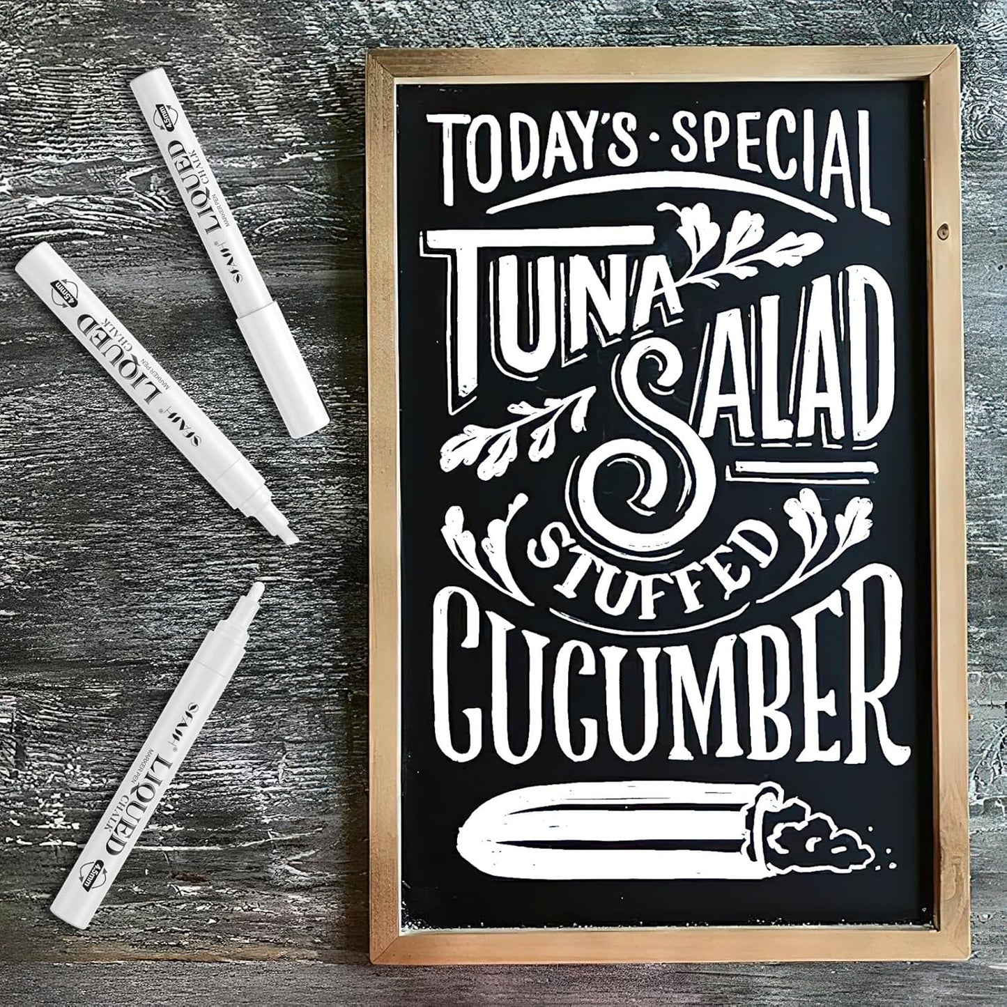 SFAIH White Liquid Chalk Markers - 6 Wet Erase Chalkboard Markers for Signs, Windows, Glass, Chalk Pens with 20 Chalkboard Labels, Reversible Tips - 4.5-6mm Reversible Bullet & Chisel Tips, Non Toxic