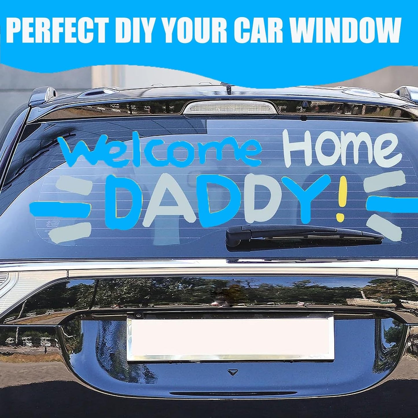 Window Chalk Markers for Cars Glass Washable, 8 Colors Jumbo Liquid Chalk Marker Pens with 10mm 3 in 1 Nib Wide Tip, Chalkboard Markers Car Window Paint Pen for Auto, Mirror, Poster