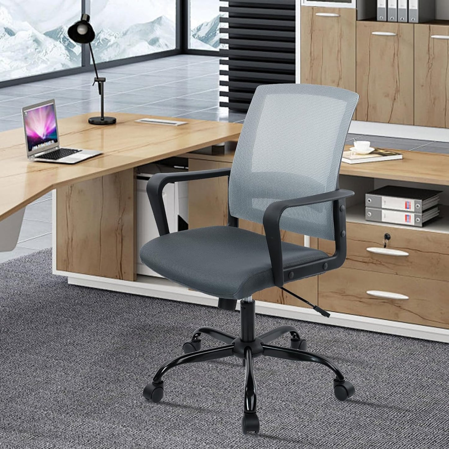 CLATINA Ergonomic Office Desk Chair - Mesh Office Chair with Adjustable Lumbar Support, Rolling Comfortable Computer Task Chairs with Arms for Home Conference-Gray