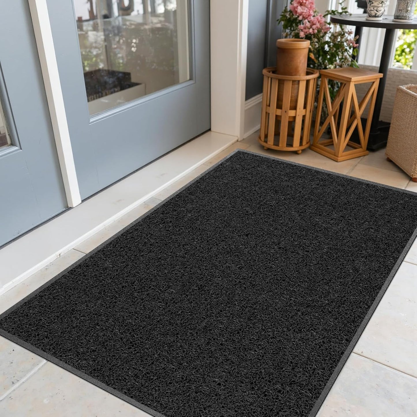Kuyal Door Mat, 3'x5' Indoor Outdoor Entrance Mat to Trap Dirt and Moisture, Non Slip Waterproof Outdoor Mats, Commercial Floor Inside Outside Entrance, Heavy Duty Durable Welcome Mats, Black