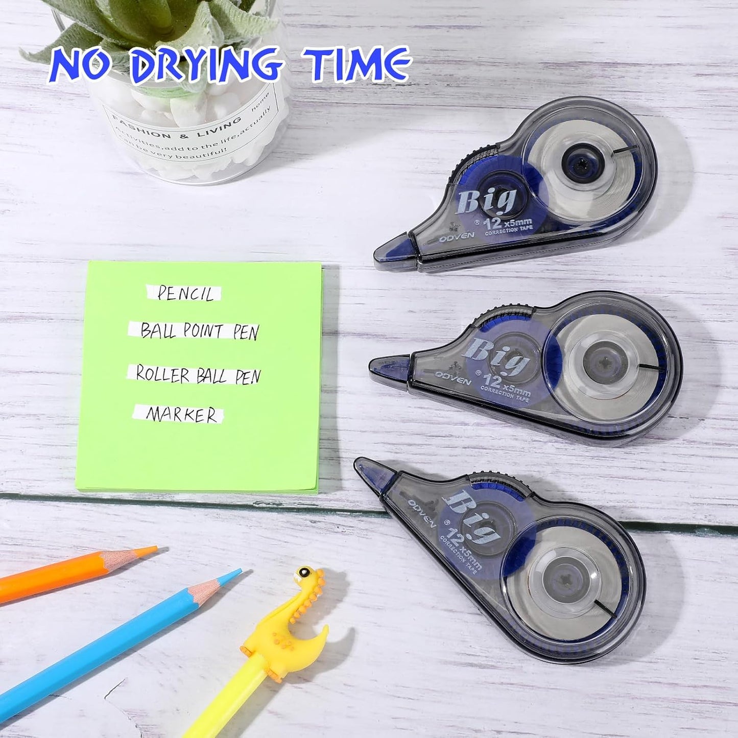 Chivao 48 Pack White Correction Tape, Classroom Correction Tape Wipe out Easy to Use Applicator Translucent Dispenser Shows for School Office Note Journal, 0.2 Inch x 39.4 Feet