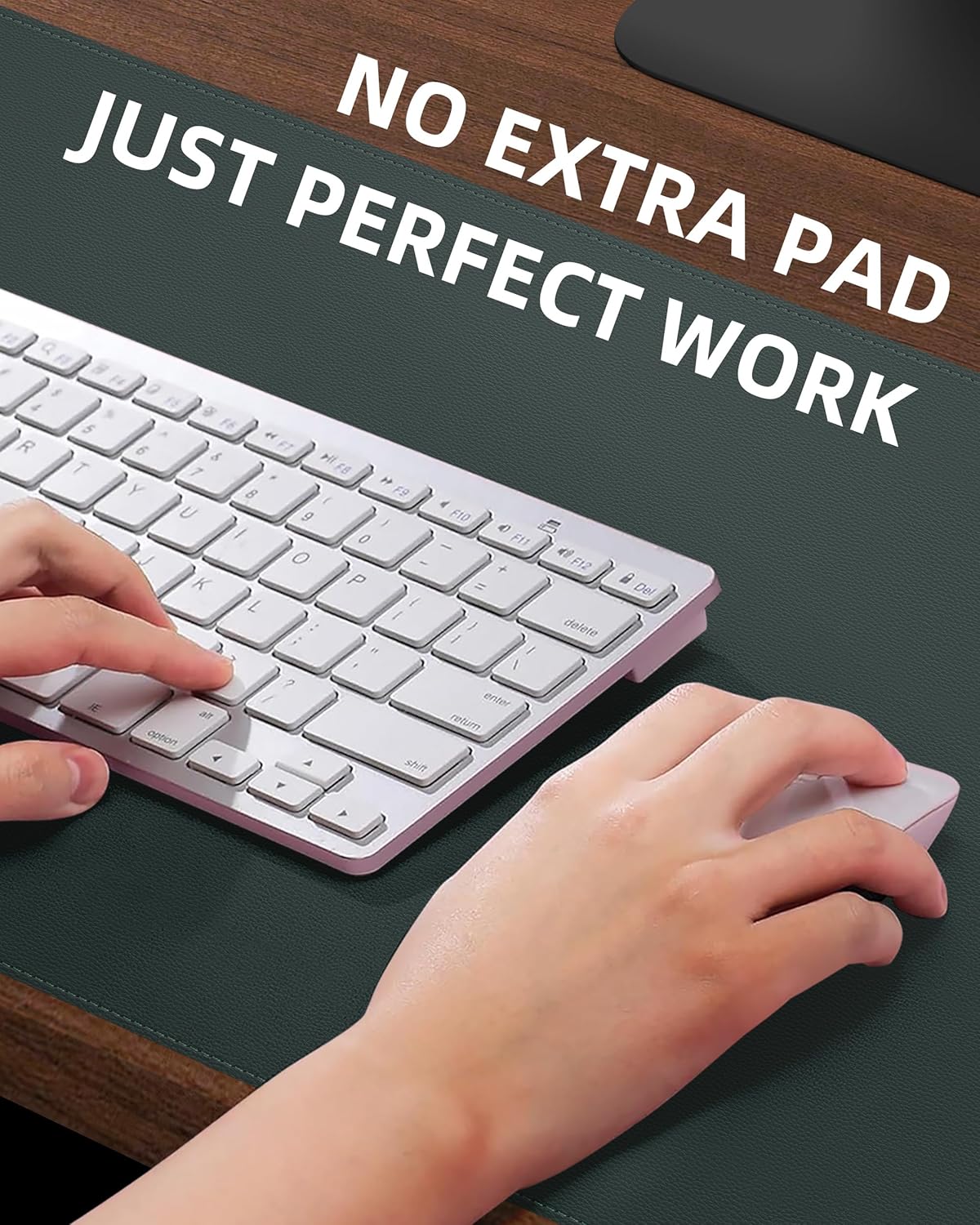 Desk Pad Mat 23.6"x13.7" - Waterproof Mouse Pad & Desk Protector, Non-Slip PU Leather for Gaming Keyboard/Mouse, Stitched Edge XL Office Desk Pad with Ergonomic Support(Dark Green)