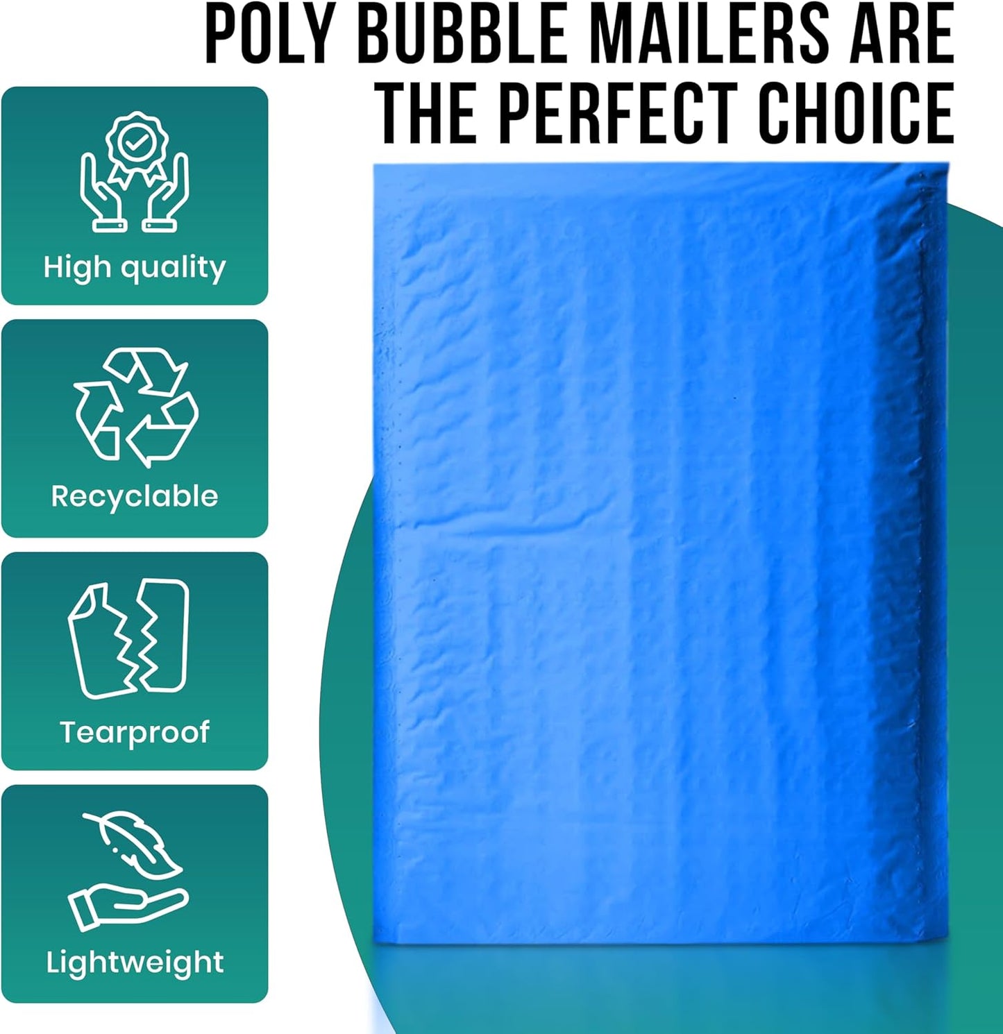 Levex - #0000 4" x 6" [5 Pack] Blue Poly Bubble Mailers, Padded Envelope Mailers, Packing Envelope & Mailing Bags for Shipping