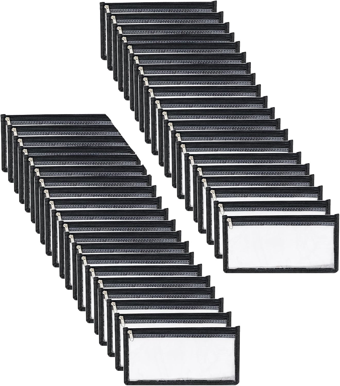 3.9 x 7.8 Clear Cash Register Money Pouch Bank Deposit Bag Check Wallet 40 Pack Zipper Closure