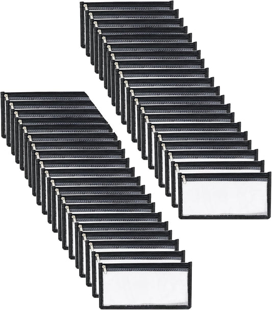 3.9 x 7.8 Clear Cash Register Money Pouch Bank Deposit Bag Check Wallet 40 Pack Zipper Closure