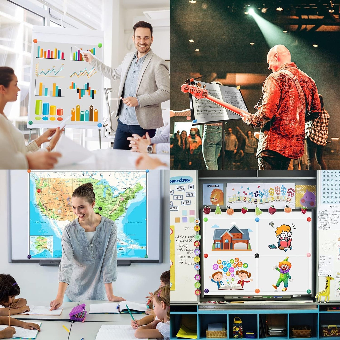 MIN CI Large Push Pin Strong Magnets for Whiteboard, 10 Colorful Decorative Neodymium Fridge Magnet, Small Cute Refrigerator Magnets, for Office Classroom Home Map Kitchen School Dry Erase Board