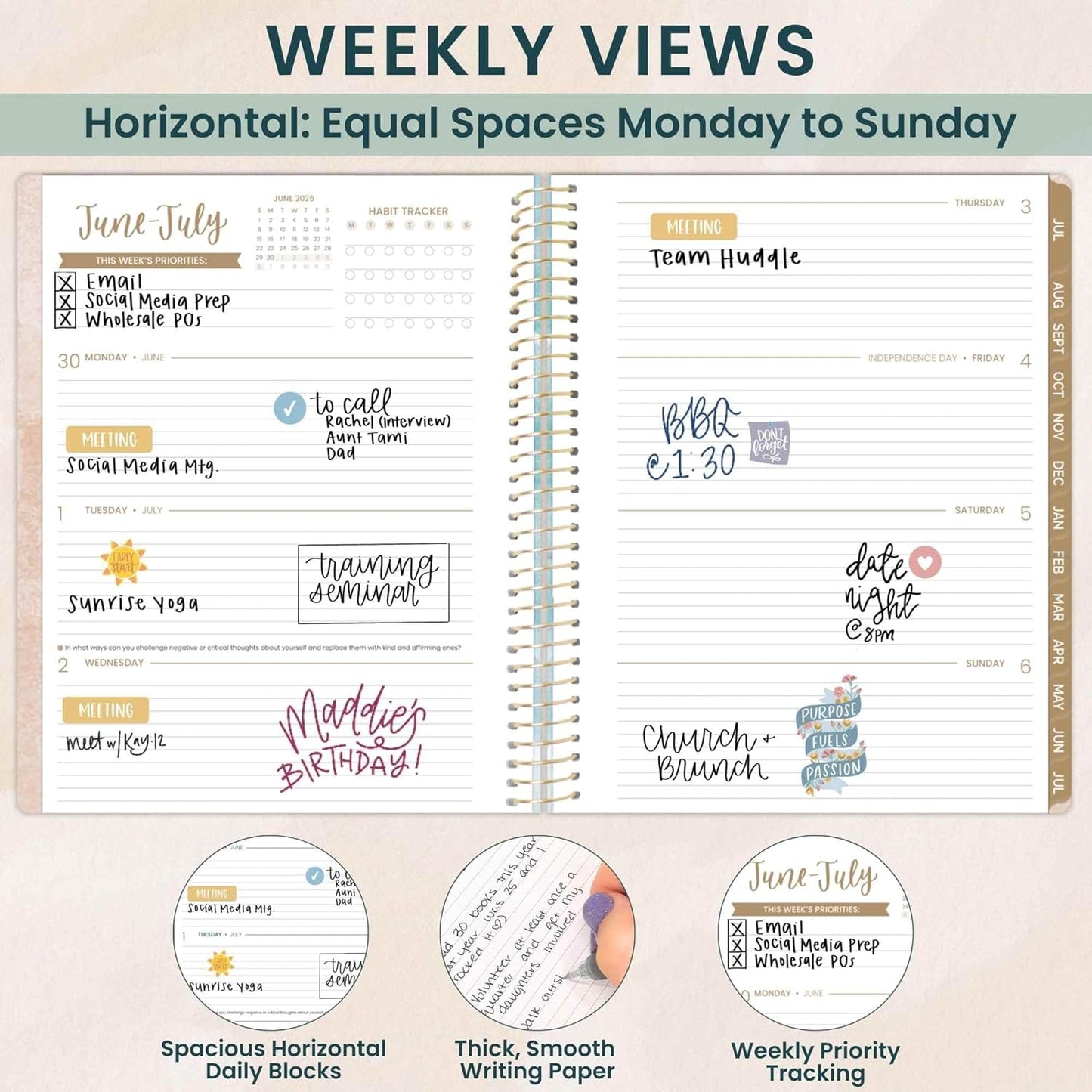 bloom daily planners 2025-2026 (8.5" x 11") Academic Year Day Planner (July 2025 - July 2026) - Weekly & Monthly Dated Agenda Organizer with Stickers & Tabs - Ocean Oasis