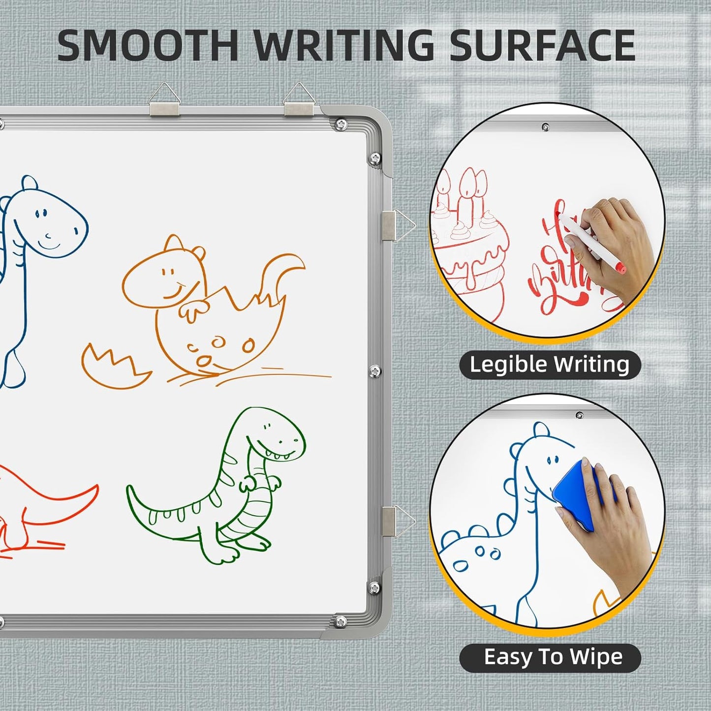 Large Dry Erase Calendar Whiteboard for Wall, Polegas 24" X 18" Magnetic White Board Calendar, Double Sided Whiteboard Calendars Dry Erase, Wall Hanging Monthly Board for Home School Office