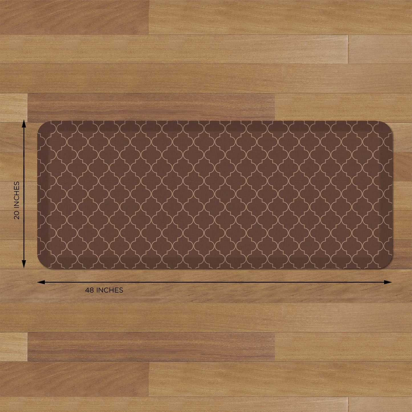 GelPro Anti-Fatigue Designer Comfort Kitchen Floor Mat, 20x48, Trellis Walnut Stain Resistant Surface with 3/4” Thick Ergo-Foam Core for Health and Wellness