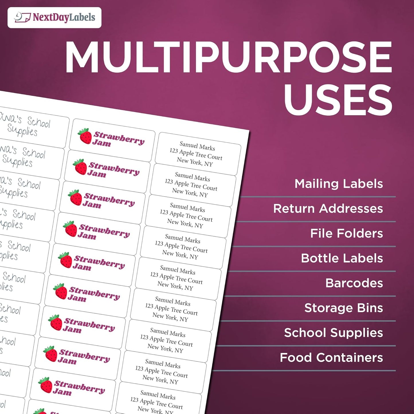 NextDayLabels - Laser/Ink Jet White Labels (2-5/8" x 1" - 30 Per Page | 7,500 Labels)