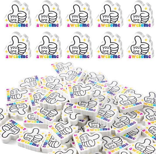 ANGOLIO 60Pcs Back to School Eraser You are Awesome Mini Inspirational Erasers Classroom Stationery for First Day of School Party Favors Student Prize Homework Rewards Gift Filling