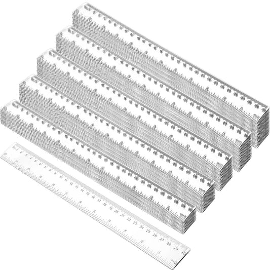 Zonon 100 Pieces 12 Inch Ruler Bulk Clear Plastic Flexible Straight Metric Rulers with Centimeters and Inches Drafting Measuring Tool for Classroom School Students Education