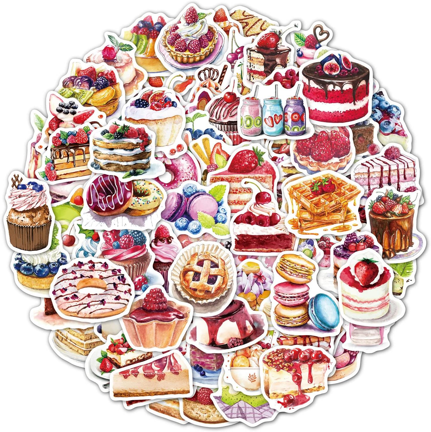 Cake Theme Stickers - MAXLEAF 100PCS Vintage Waterproof Stickers for Decoration Planner Phone Case Scrapbook Coffee Journals Decoration