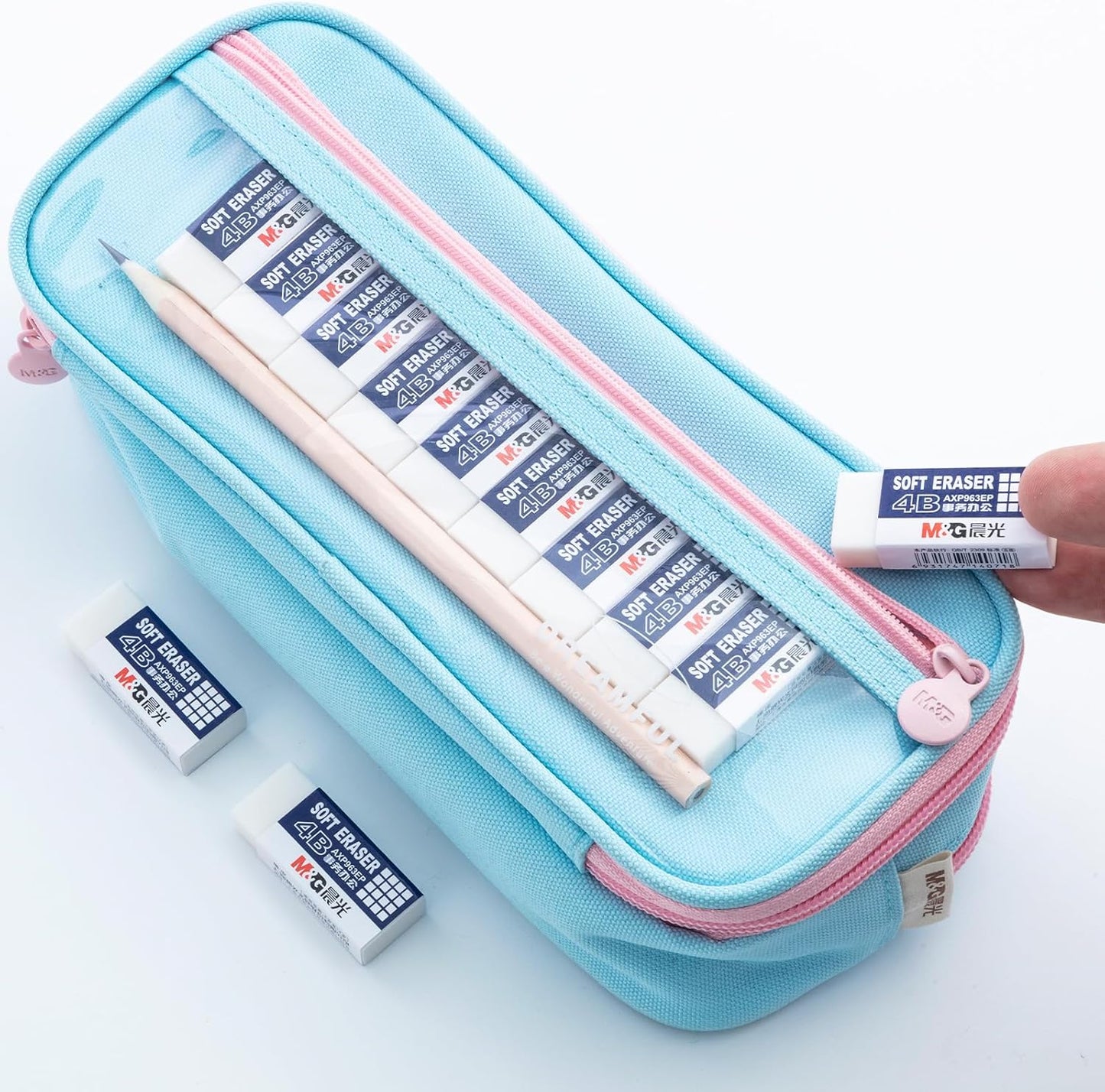 M&G 24 Pack White Erasers Bulk, Pencil Erasers 4B Rubber Rectangular Eraser for Kids School Students Office, Art Erasers for Drawing (New Packaging)