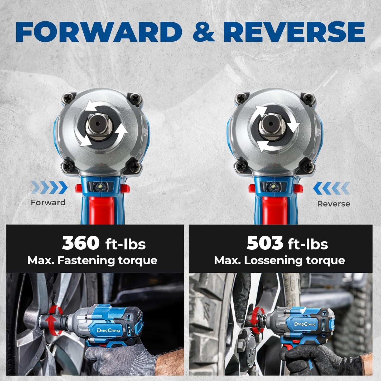 Dong Cheng 20V Brushless Impact Wrench, Max Torque 360 ft-lbs (488N.m), 1/2 inch with 3 Mode Speed, 2400 RPM Cordless Impact Gun, Bare Tool
