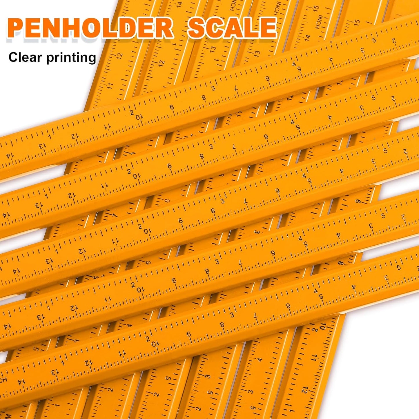 Honoson 200 Pcs Flat Construction Pencils with Printed Ruler Wood Graphite 2 Pcs Carpenter Pencil Sharpener for Woodworking Marking Tool(Wood)