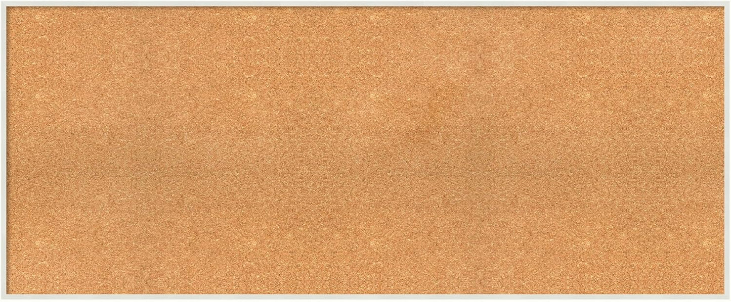 Amanti Art Natural Cork Board for Wall, 23x55 Vision Board with White Frame, Oversize Corkboard Office Decor for Home Organization, Modern Corkboard Pinboard to Display Items for Home Organization in