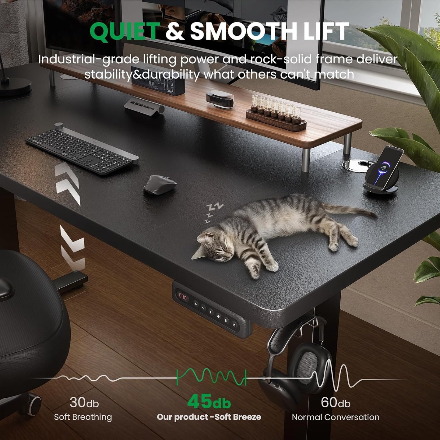 SIAGO Electric Standing Desk Adjustable - 48 x 24 Inch Sit Stand up Desk with Cable Management - 3 Memory Preset Adjustable Height Table