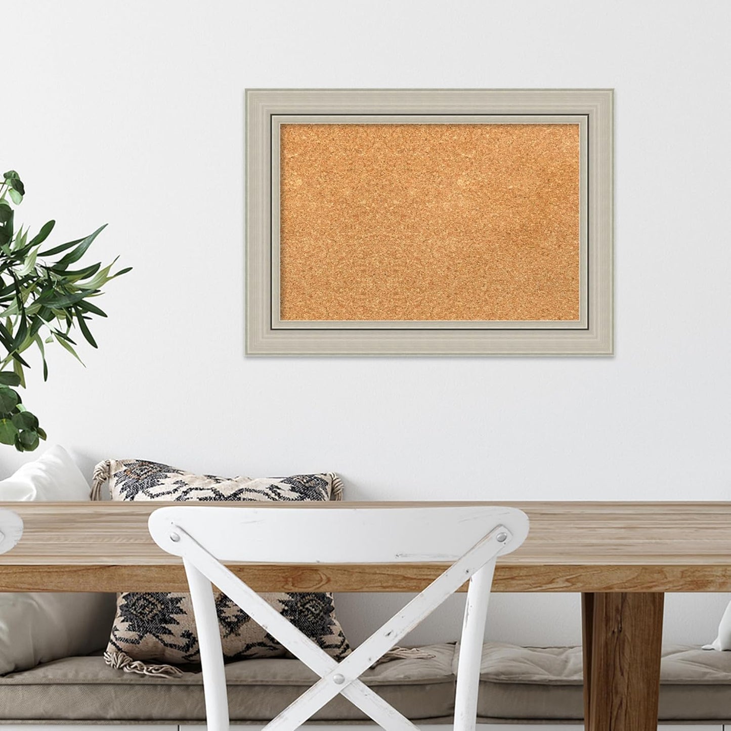 Amanti Art Natural Cork Board for Wall, 16x22 Vision Board with Silver Wood Frame, Small Corkboard Office Decor for Home Organization, Casual Corkboard Pinboard to Display Items for Home Organization