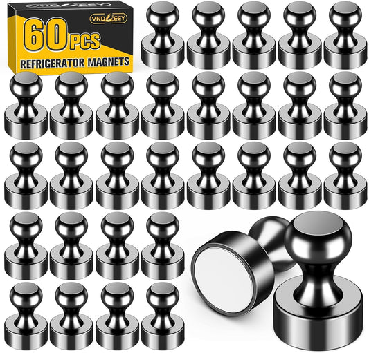 VNDUEEY 60Pcs Black Fridge Magnet Refrigerator Magnets, Magnets for Whiteboard, Small Strong Magnets for Kitchen, Office, School, Metal Decorative, Teacher Supplies