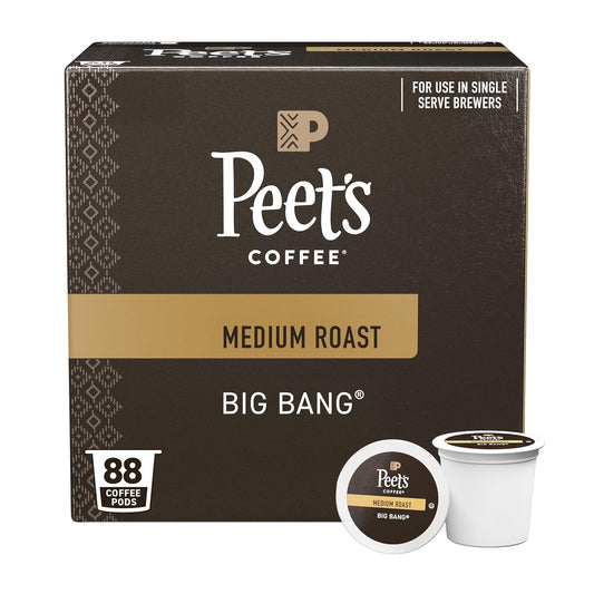 Peet's Coffee, Medium Roast Single Serve Coffee Pods - Big Bang 88 Count (4 Boxes of 22 Pods)