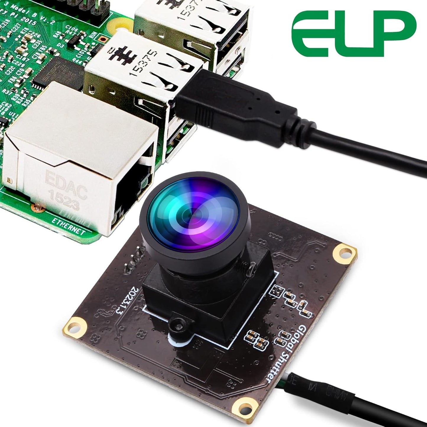 ELP Global Shutter USB Camera Module High Speed with Wide Angle Lens for Computer 1080P Mini UVC USB2.0 Webcam Board High Frame 90fps PC Camera for Laptop (100° no Distortion Lens)