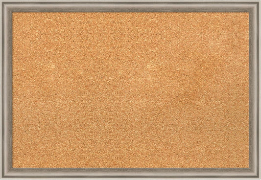 Amanti Art Natural Cork Board for Wall, 18x26 Vision Board with Silver Wood Frame, Medium Corkboard Office Decor for Home Organization, Casual Corkboard Pinboard to display items for home organization