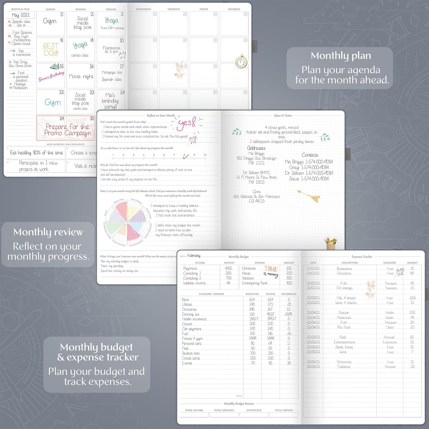Legend Planner PRO Premium – Large Undated Weekly, Monthly & Budget Planner with Habit Tracker – Life Organizer for Time & Task Management, Goal Setting & Productivity – A4 size (Mystic Gray)