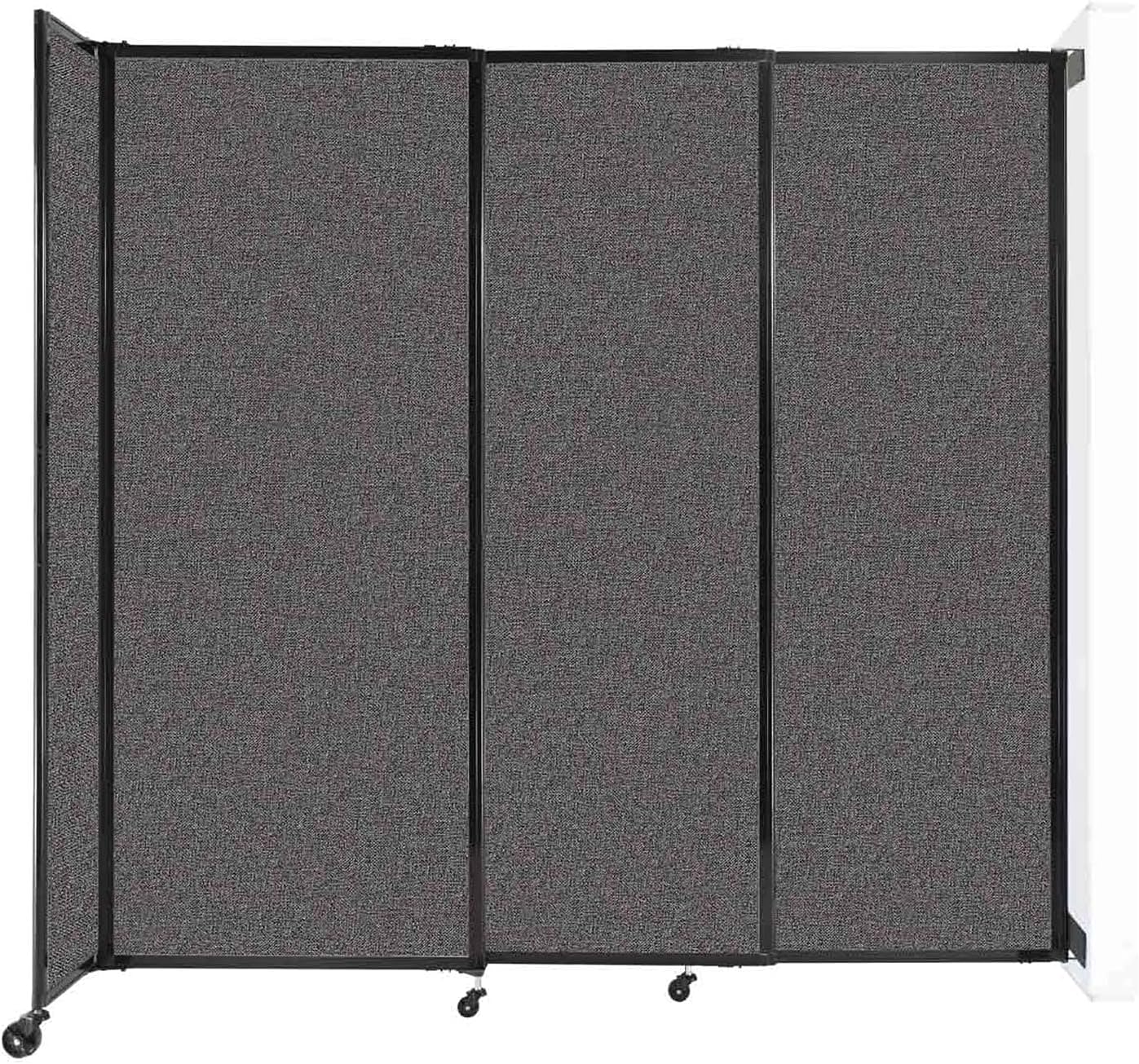 Wall-Mounted Sliding StraightWall Room Divider | Adjustable Widths | Locking Wheels | Room Separator | Up to 7'2" Wide x 6'10" Tall Charcoal Gray Fabric Panels