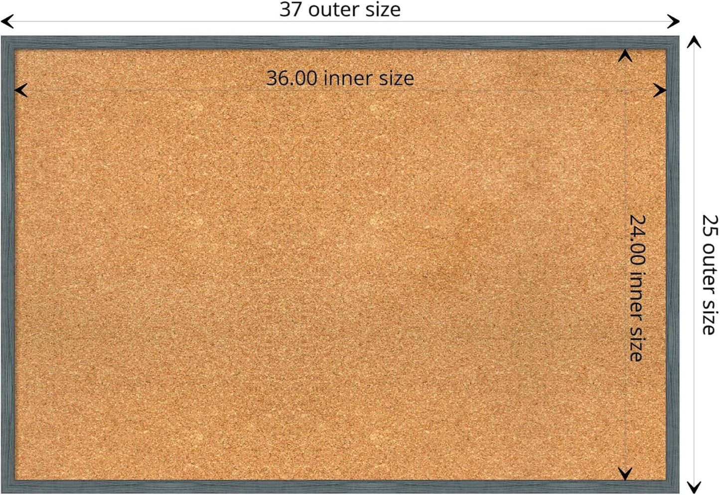 Amanti Art Natural Cork Board for Wall, 25x37 Vision Board with Blue Wood Frame, Large Corkboard Office Decor for Home Organization, Rustic Farmhouse Corkboard Pinboard to display items for home