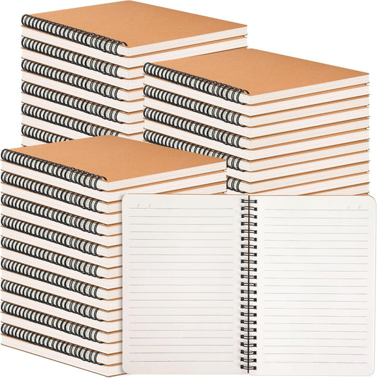 miikoul 150 Packs A5 Spiral Notebooks, 8.3"×5.5", 60 Sheets/120 Pages, Hardcover Lined Journal Notepad Travel Notebooks for Office and Back to School Supplies