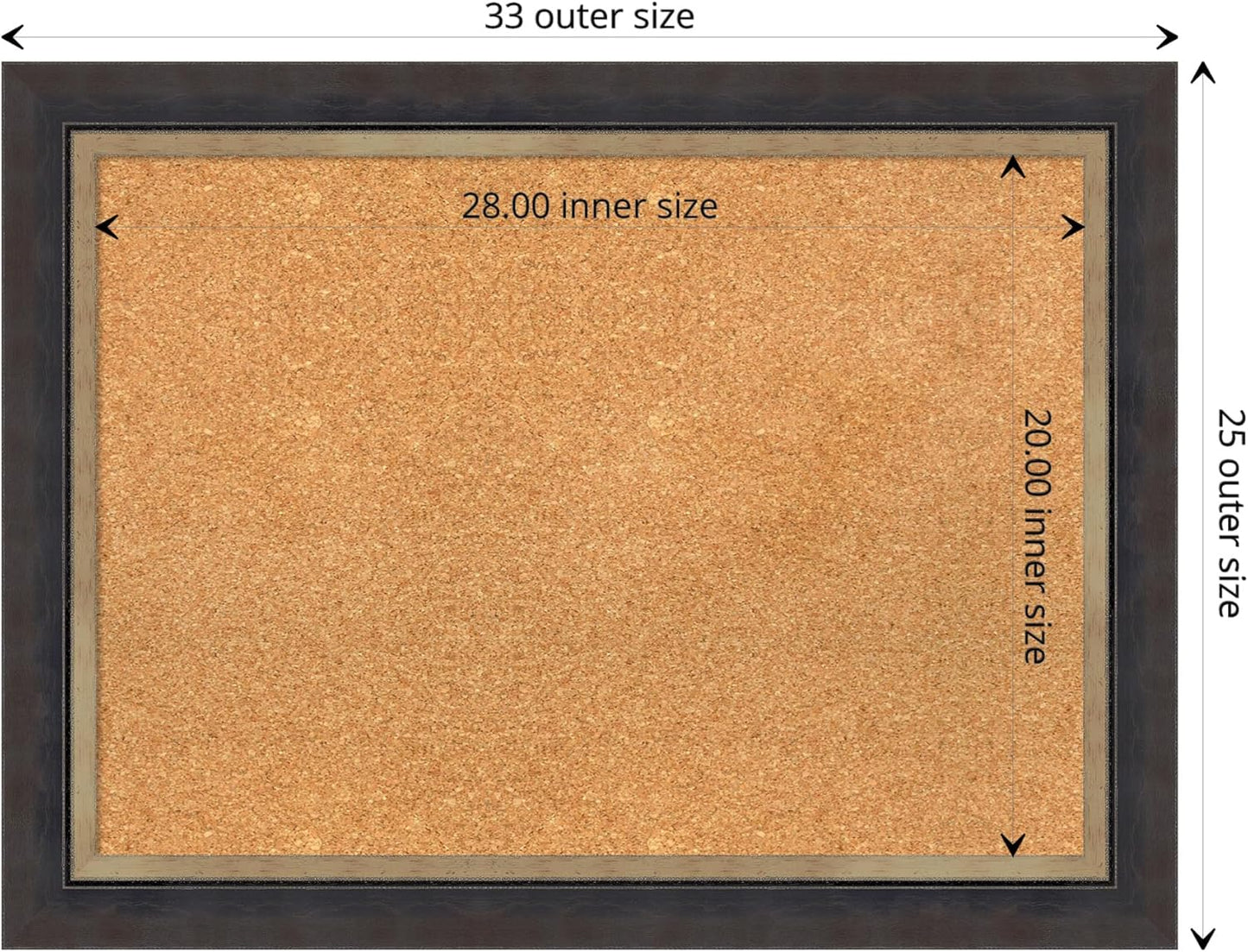 Amanti Art Natural Cork Board for Wall, 25x33 Vision Board with Black Wood Frame, Medium Corkboard Office Decor for Home Organization, Casual Corkboard Pinboard to display items for home organization