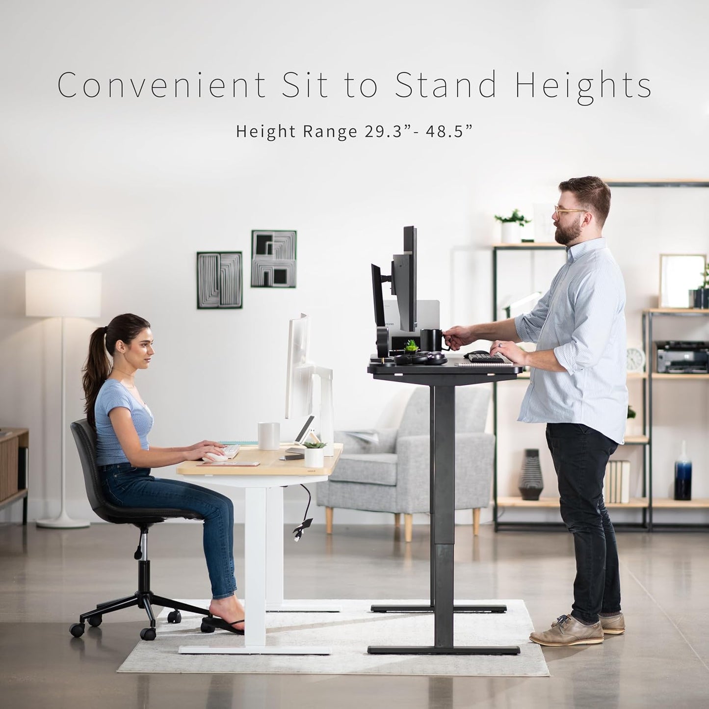VIVO Electric 60 x 24 in Standing Desk, Memory Height Adjustment, 1B Series, One-Piece Black Top, Gray Frame, DESK-KIT-1G6B