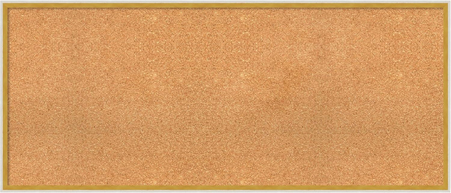 Amanti Art Natural Cork Board for Wall, 21x49 Vision Board with White Frame, Oversize Corkboard Office Decor for Home Organization, Modern Corkboard Pinboard to Display Items for Home Organization in
