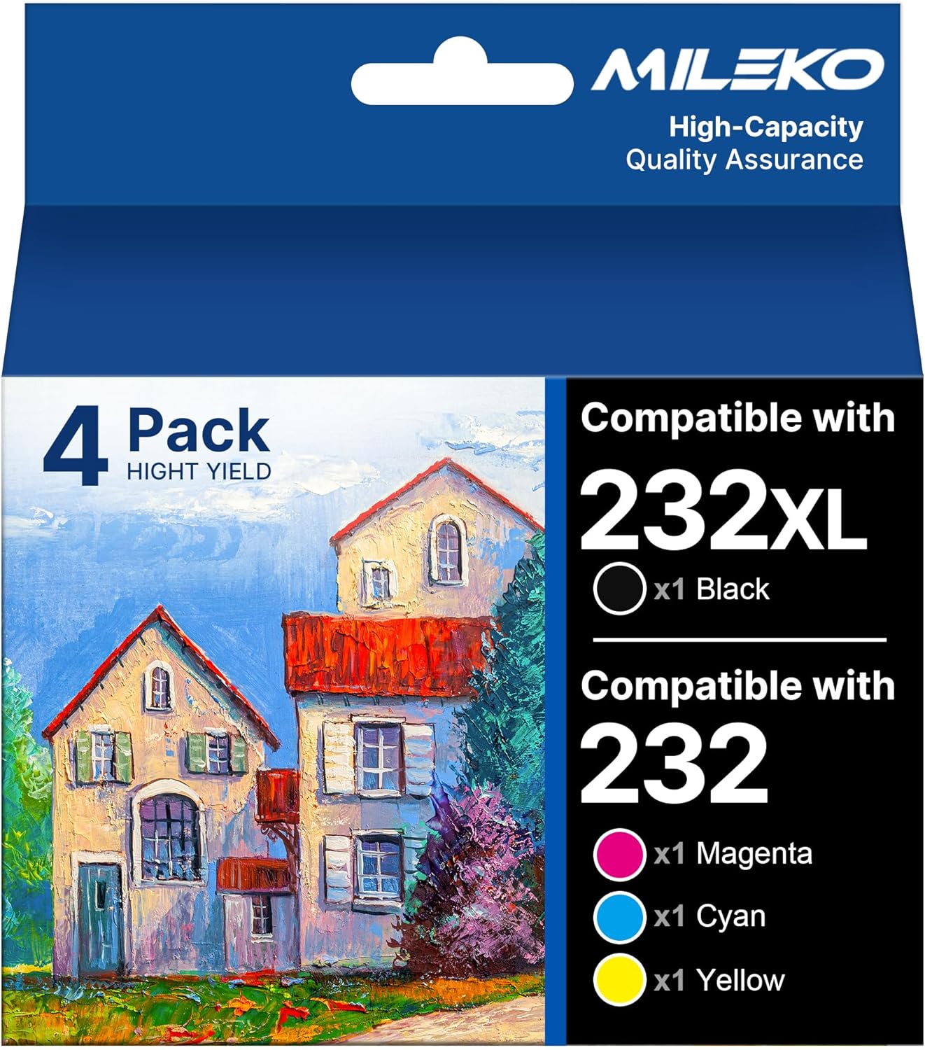 232XL Ink Cartridges Combo Pack Remanufactured Replacement for Epson 232 Ink Cartridge for Epson 232 232XL 232 XL T232 to use with Epson XP-4205 XP-4200 Workforce WF-2930 WF-2950 Printer (4 Pack